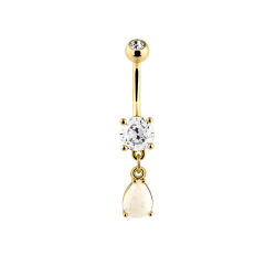 Dangle Opal Belly Button Ring Gold