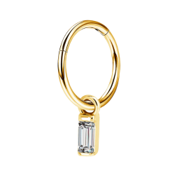 Dangle Baguette Simple Clicker Piercing Gold